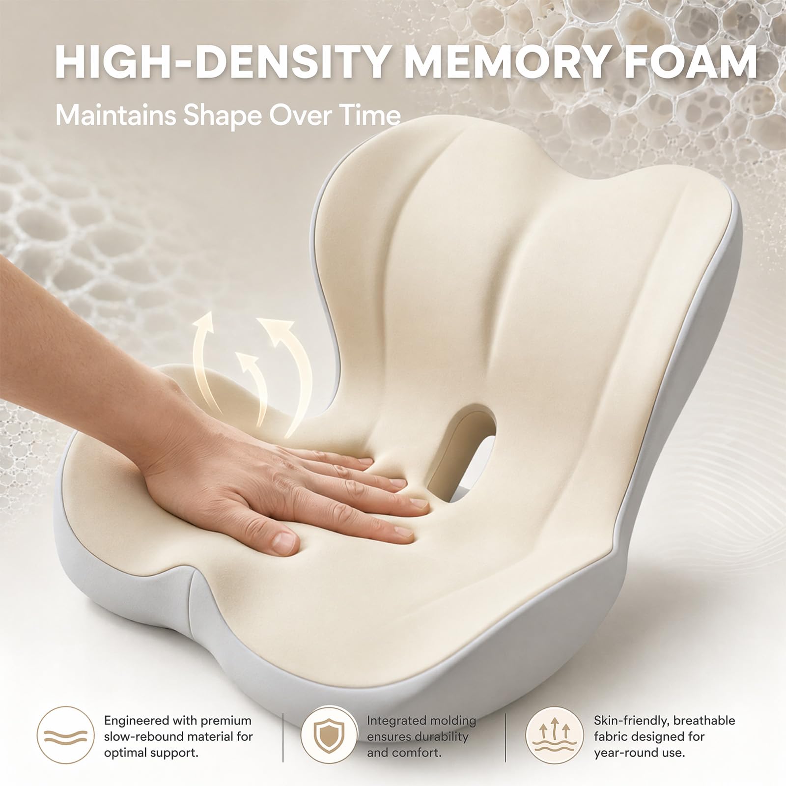 Cuscino per seduta con schienale, ortopedico con schienale, a forma di L, in memory foam, per casa e auto, per mal di schiena, cuscino di correzione del sedile