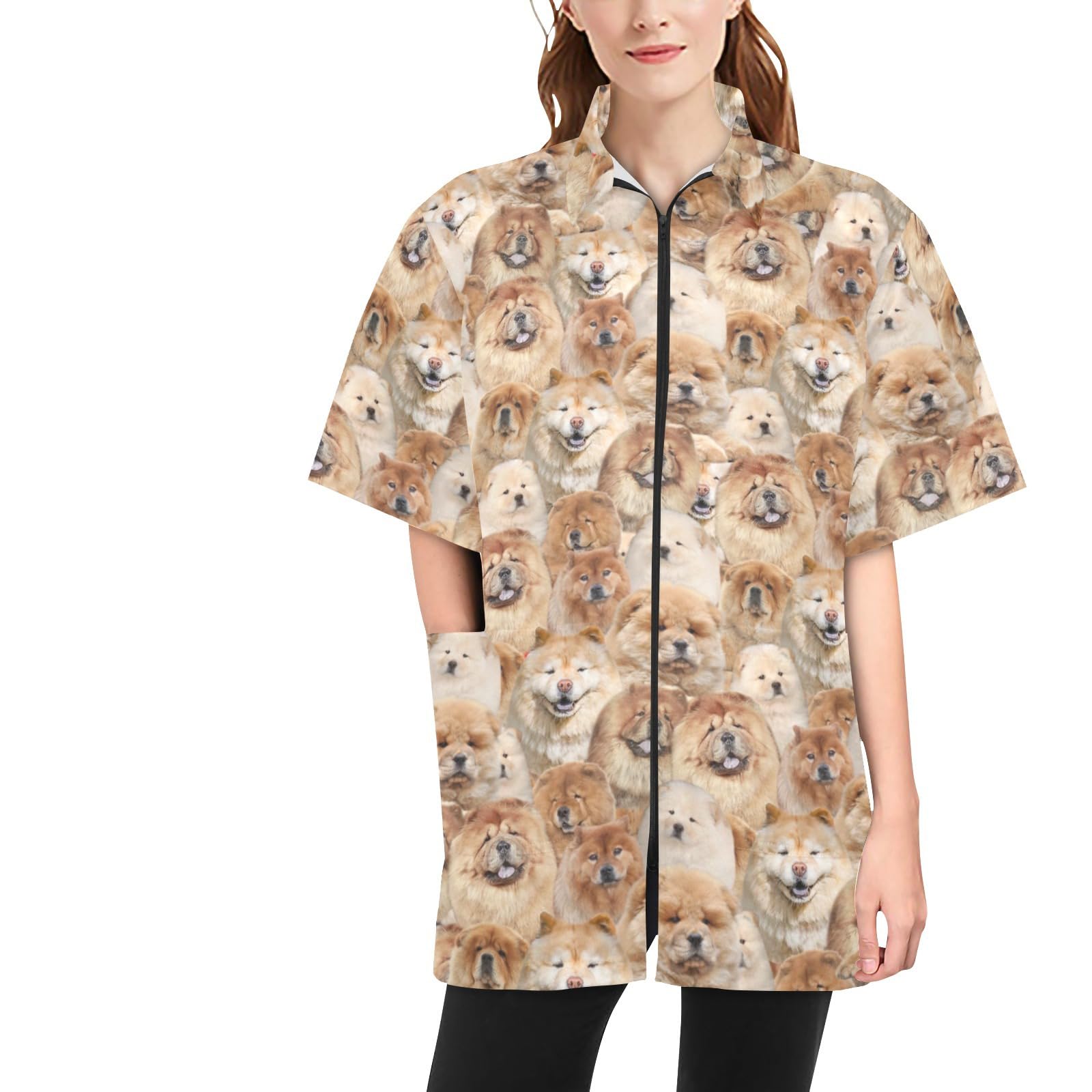 Chow Chow Dog Print Jackets for Pet Groomer Barber, Water Resistant Smock Pet Grooming Jacket, Chow Chow Lover Gifts