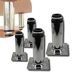 Pé Com Regulagem Redondo 10cm Kit 4 Para Armário De Metal (Cromado)