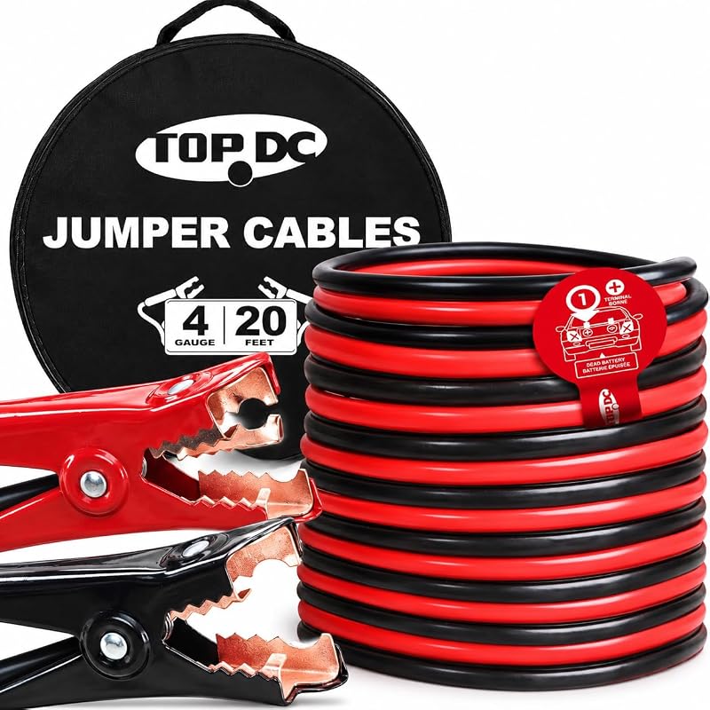 Cabos de transferência de bateria TOPDC 4 AWG com 6,10 m para carros e SUVs