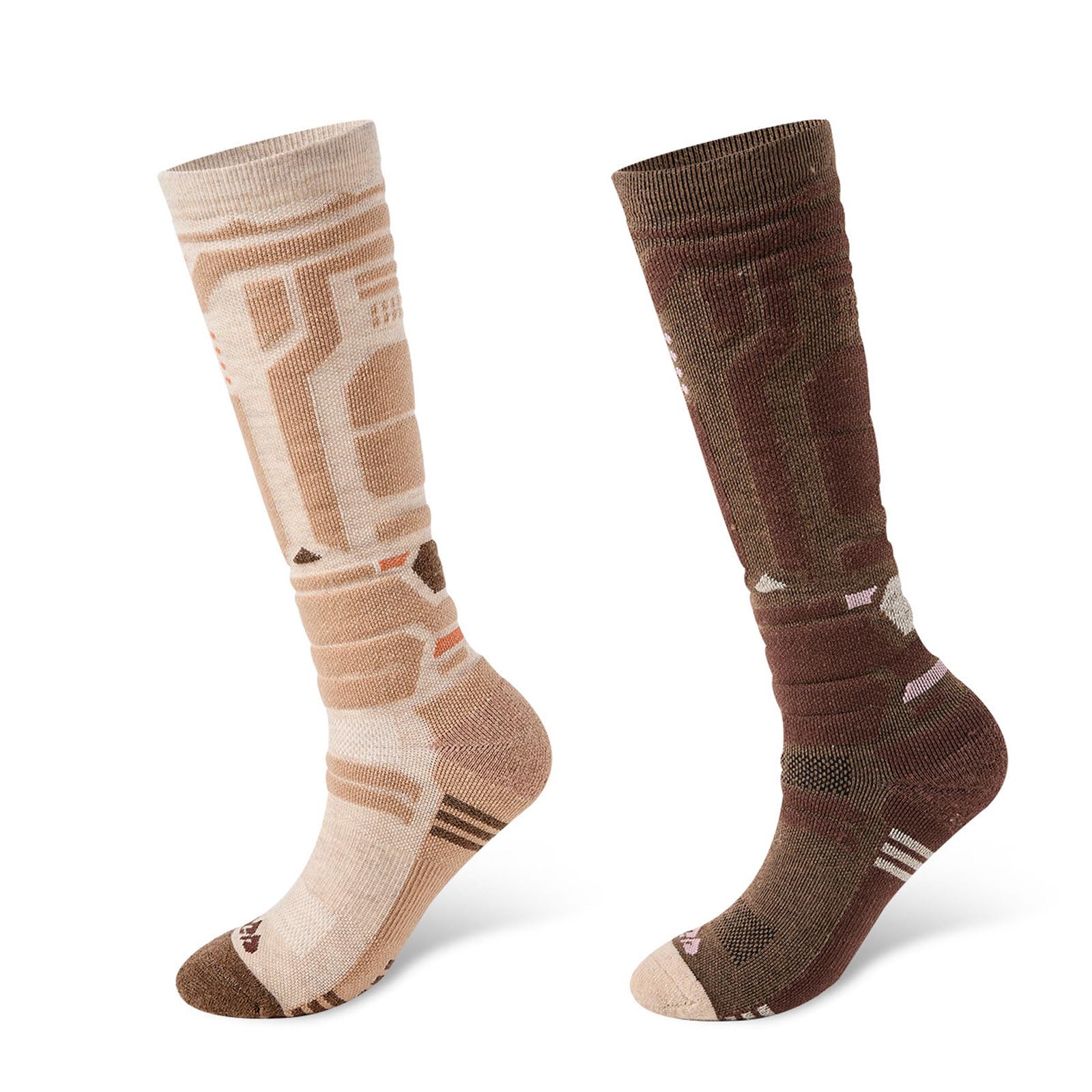 2 Pares Calcetines Esquí Lana Merino Para Hombre y Mujer Térmicos Hasta la Rodilla Calcetines Invierno Absorbe la humedad Calcetines Altos De Compresión para Esquí,Snowboard y Excursionismo