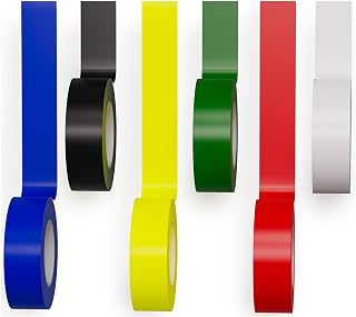 D-NYX 6 Pack Colored Vinyl Electrical Tape - Waterproof, Heat-Resistant up to 176°F, 7 Mil Thick 3/4" x 30ft Professional Wire Insulation