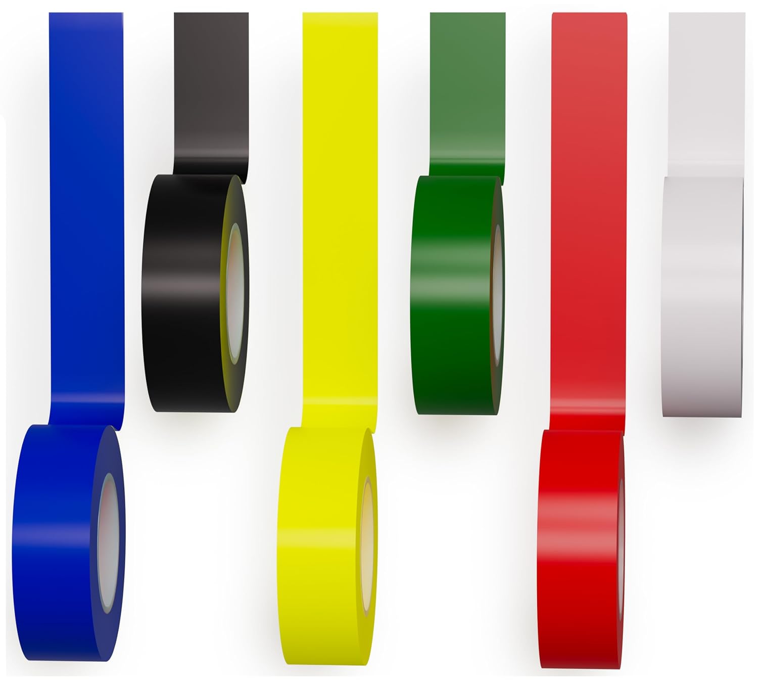 D-NYX 6 Pack Colored Vinyl Electrical Tape - Waterproof, Heat-Resistant up to 176°F, 7 Mil Thick 3/4" x 30ft Professional Wire Insulation