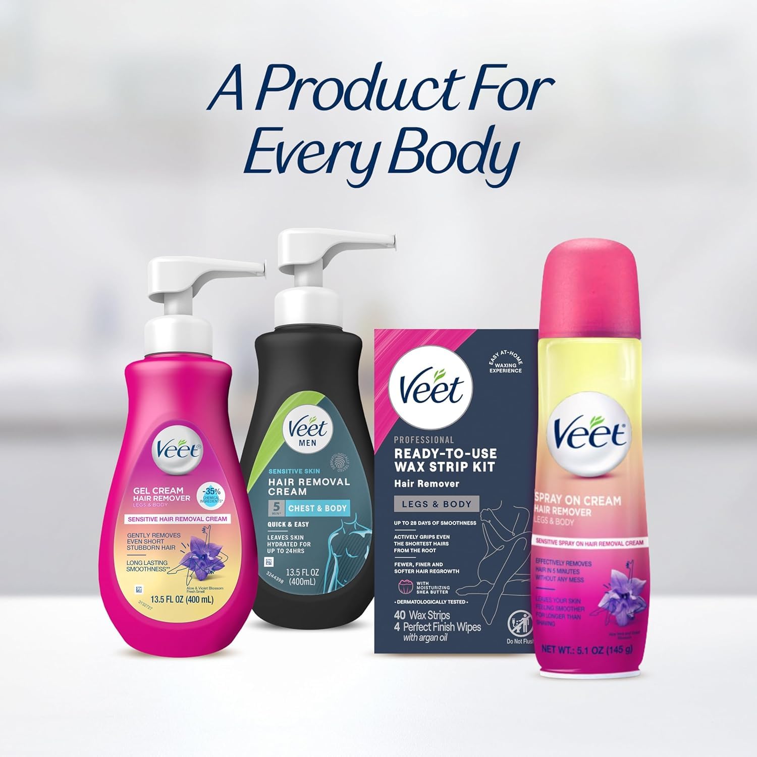 Veet Leg and Body Hair Remover Cold Wax Strips, 40 ct (Pack of 3)