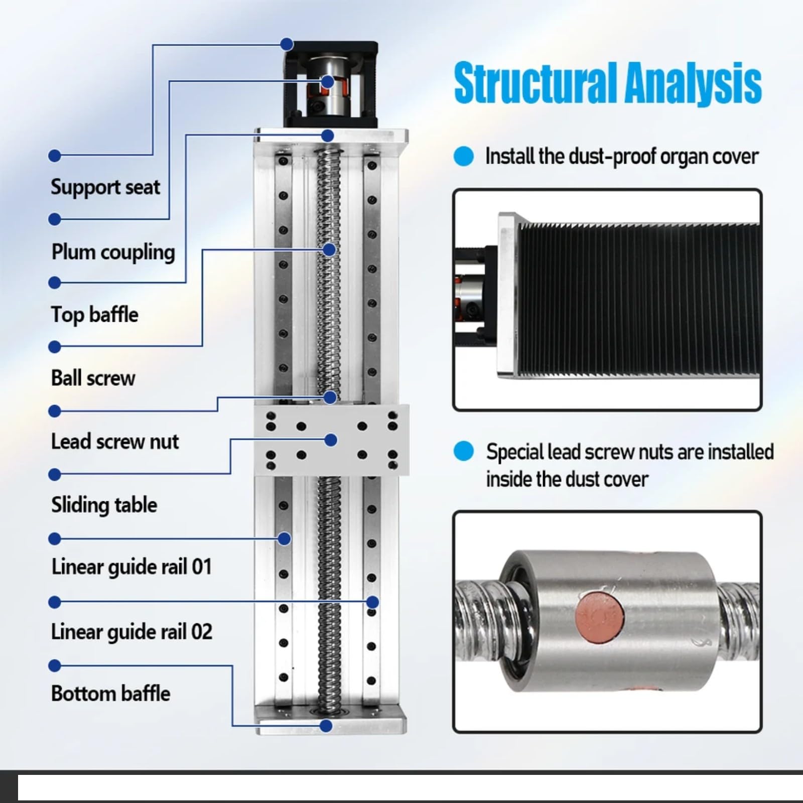 Slide de rail linéaire 100mmZ Shaft MGR12(150mm SFU1605 Nema24)