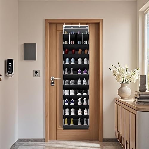 Miniatura 6 de Organizador de zapatos de 10 niveles sobre la puerta, zapatero colgante para armario con bolsillos profundos, almacenamiento que ahorra espacio,