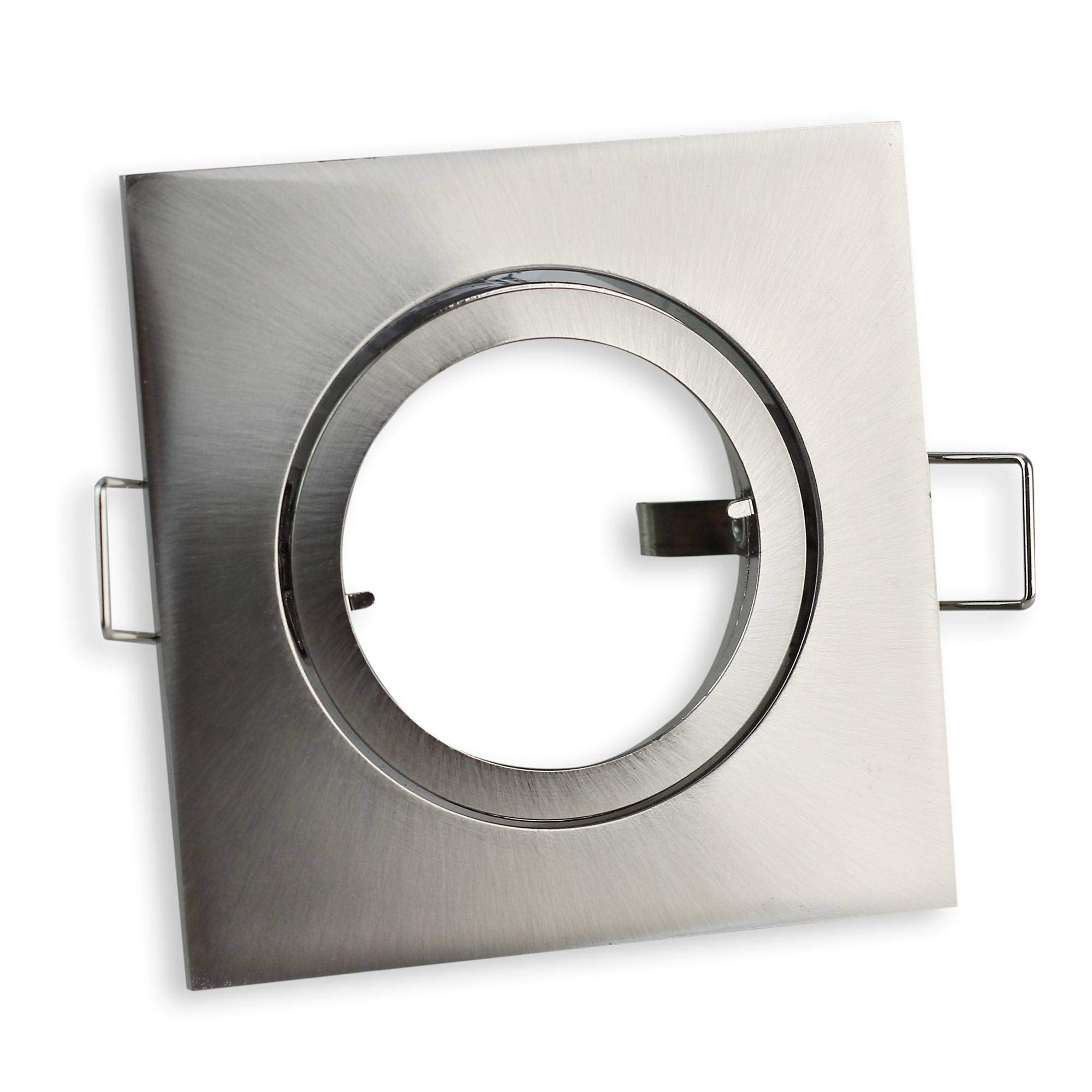 10x Einbaustrahler Rahmen Set eckig - silber schwenkbar flach aus Aluminium– Einbaurahmen für GU10 MR16 Leuchtmittel - Ø60-68mm Bohrloch Einbau-Spot Strahler Einbauleuchte