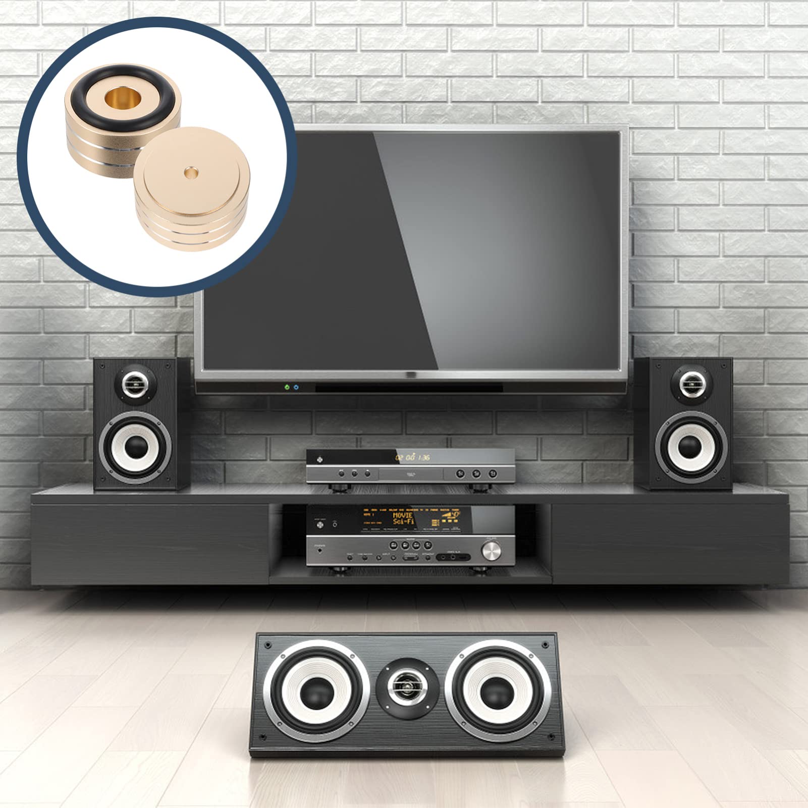 Housoutil Sturdy Speaker Base Pad 2pcs Aluminum Alloy Cd Machine Foot Pad High Damping for Noise Reducti