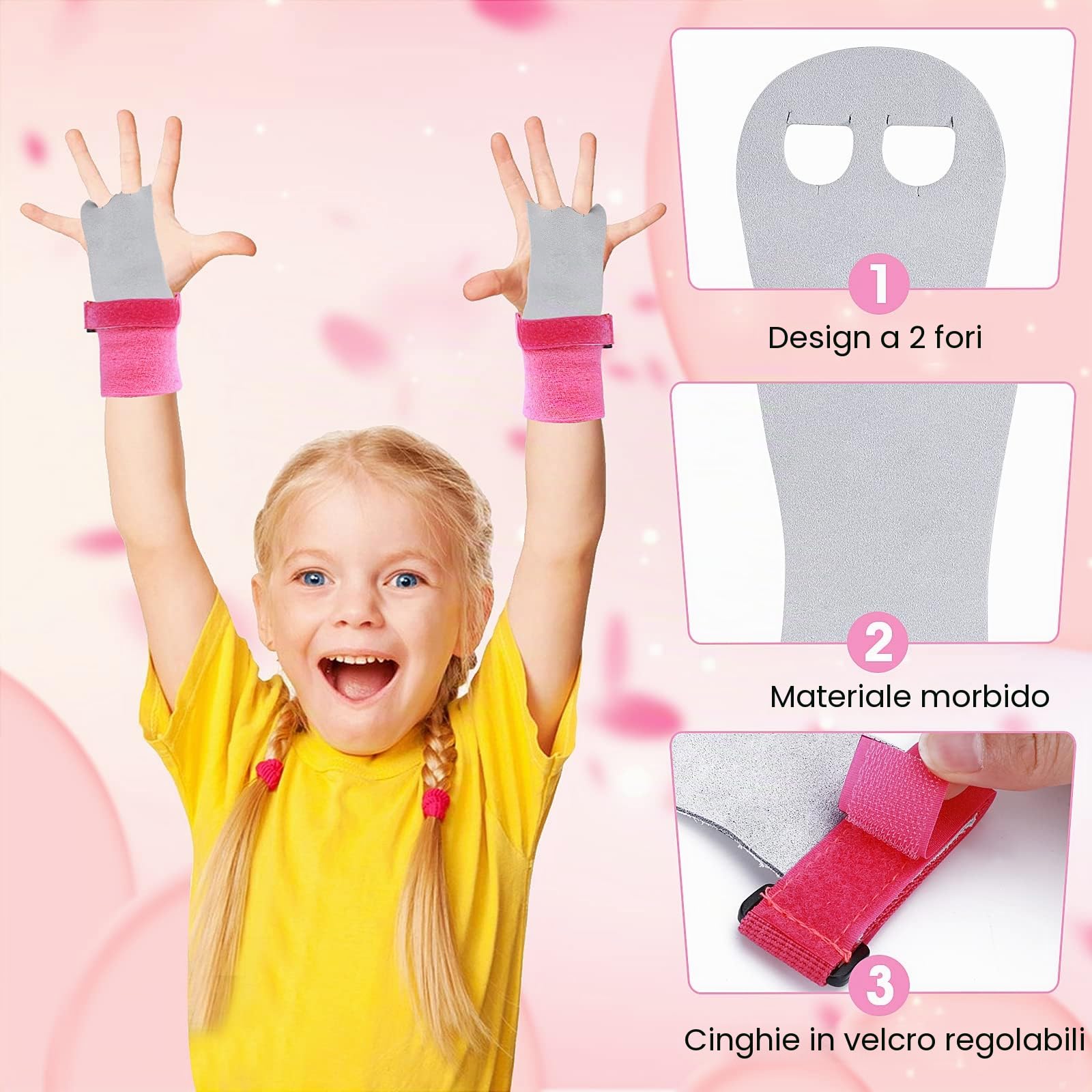Abeillo Set di 2 Impugnature da Ginnastica per Bambini, Protezione Palmi e Supporto Polso
