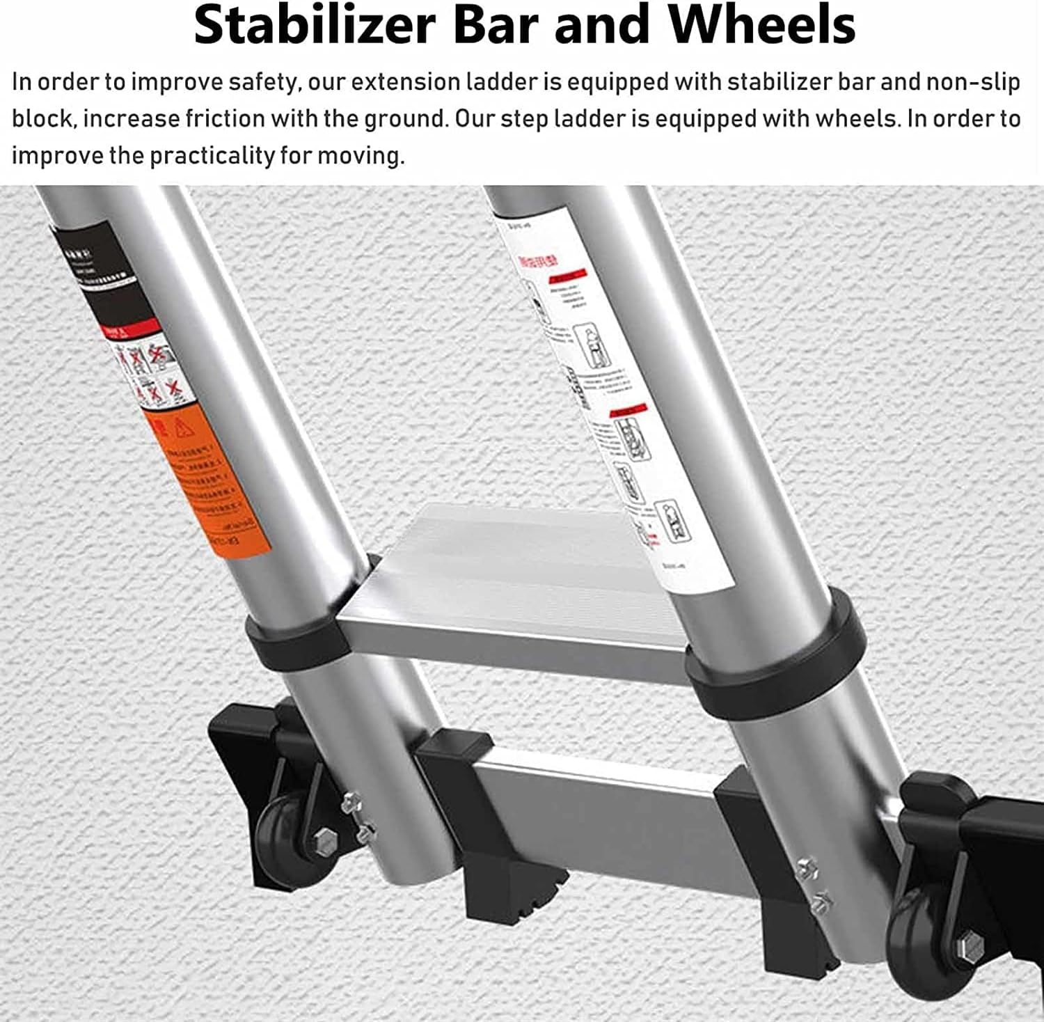 OKUOKA 5 6 7 8 M Telescoping Ladder for Home Loft Outdoor Work, Heavy Duty Telescopic Extension Ladders, Aluminum Collapsible Retractable Ladder, Load 300lbs (Color : Black, Size : 5m/16.