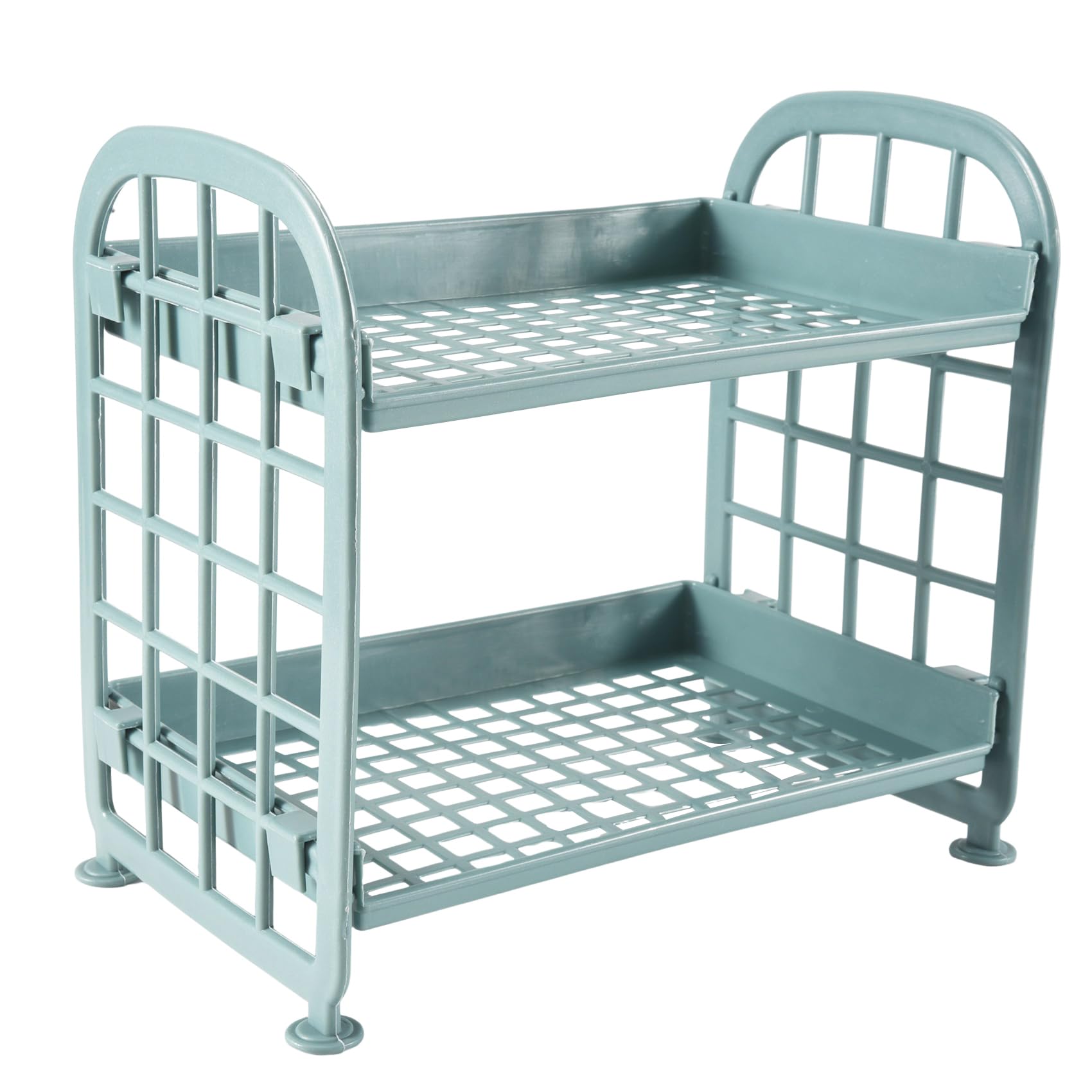CTRLZS Storage Shelves,Plastic Small Storage Shelves - 2 Tier Shelf Shelving,Kitchen Shelf Bathroom Organizer(Nordic blue)