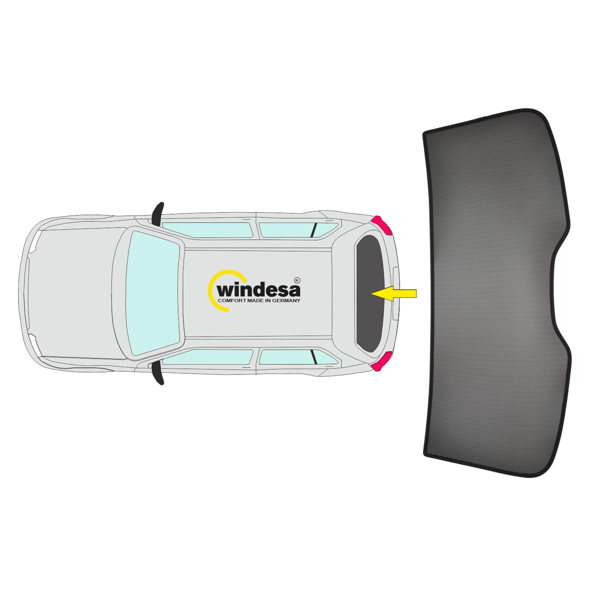 Premium SunClip Auto Sicht- & Sonnenschutz kompatibel mit Mercedes V-Klasse 2024- Heckscheibe INKL Tasche