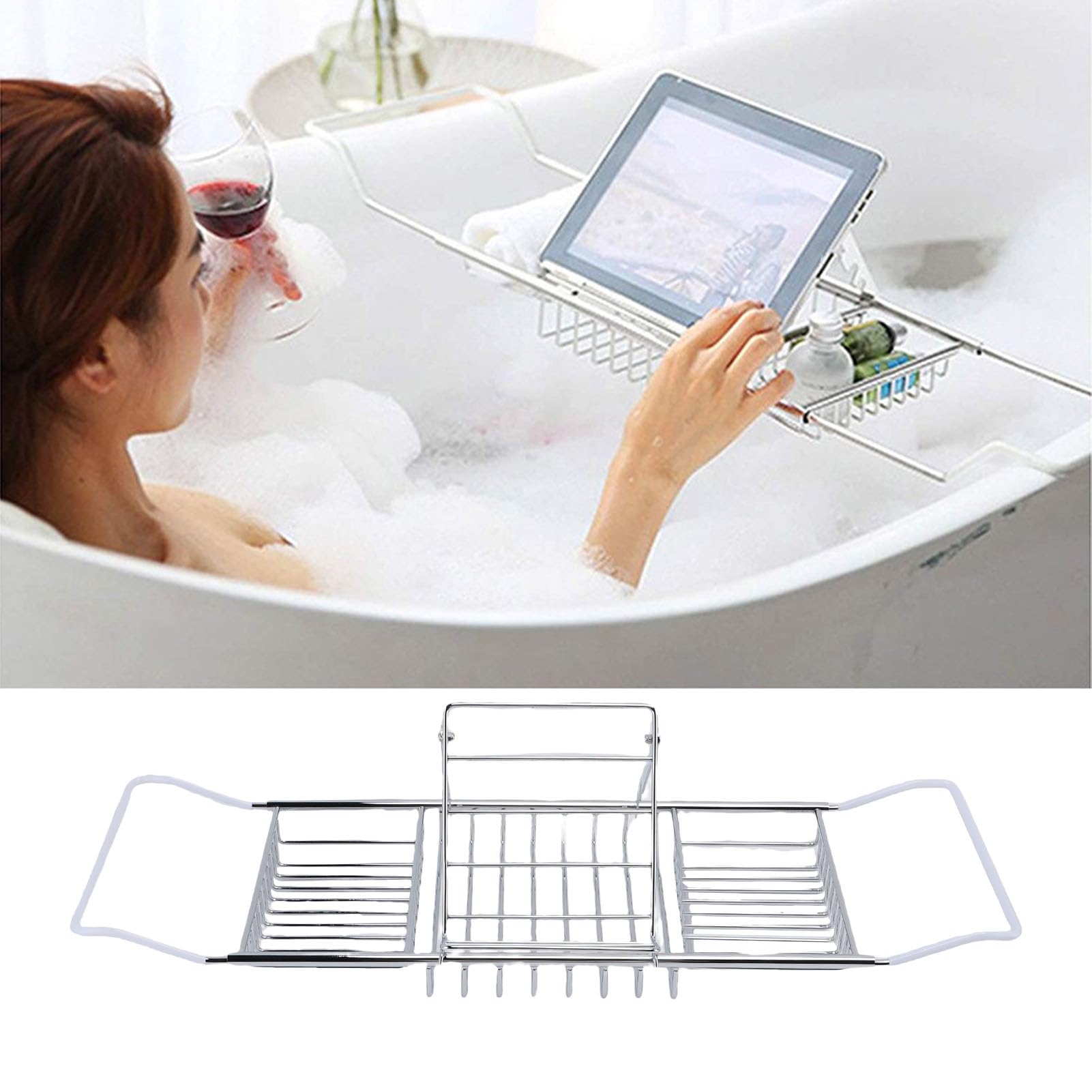 Bandeja de Bañera de Ducha de Acero Inoxidable, Diseño Expandible