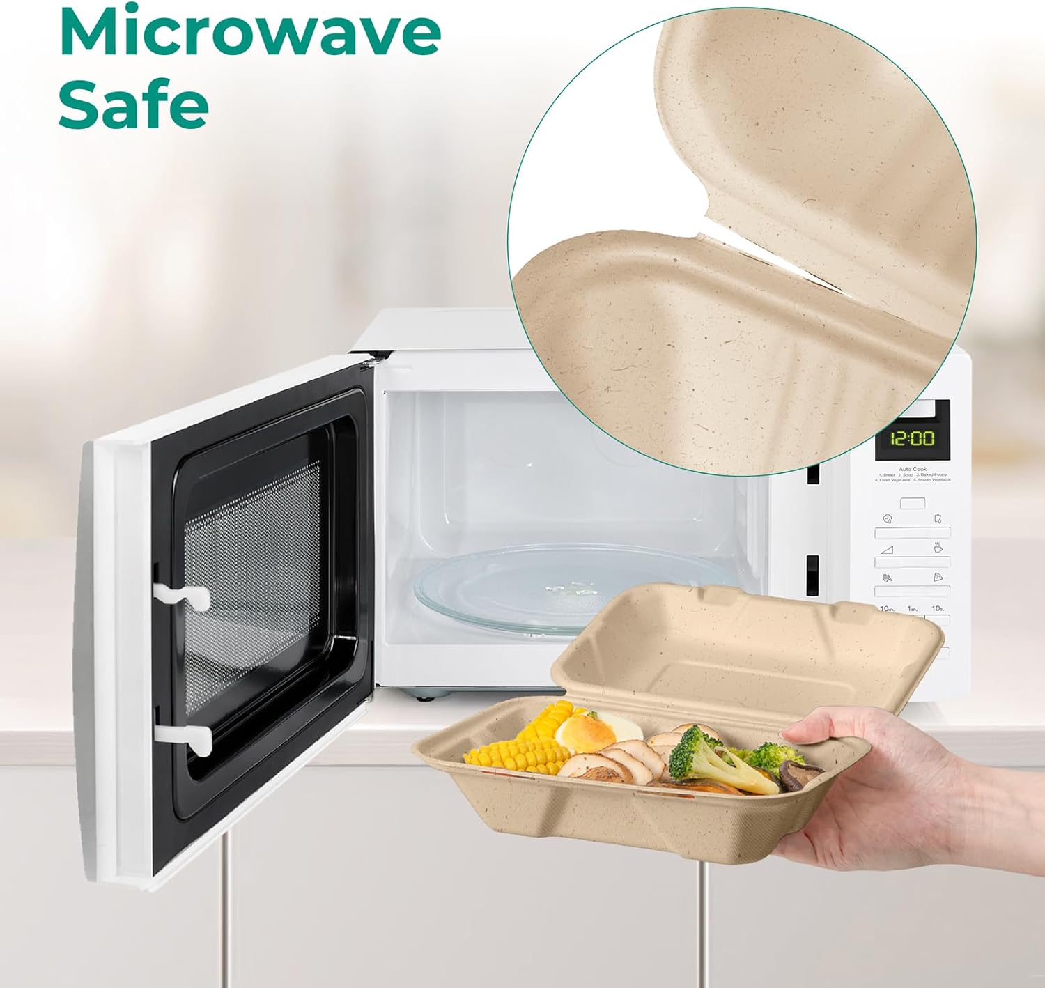 Fit Meal Prep 600 Pack 9x6 Compostable To Go Food Containers, Disposable To Go Boxes for Food, Clamshell Take Out Containers with lids, Eco Friendly Biodegradable, PFAS-Free, Bagasse, Microwave Safe