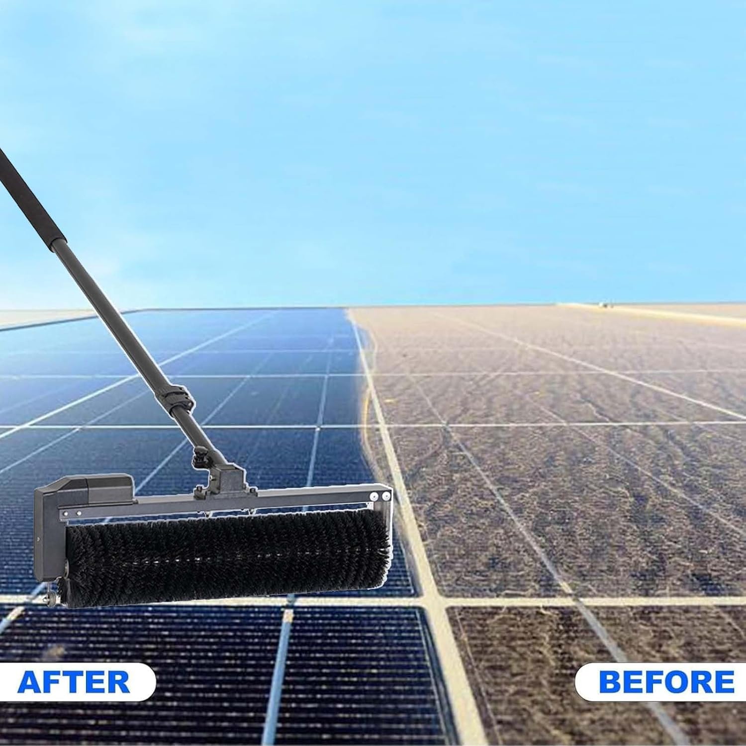 Electric Solar Solar Panel Cleaning, 60cm Roller Brush, Extendable Water Supply Pole Kit, 3.5 Telescopic Pole, Outdoor Roof Glass Washing Equipment Tool