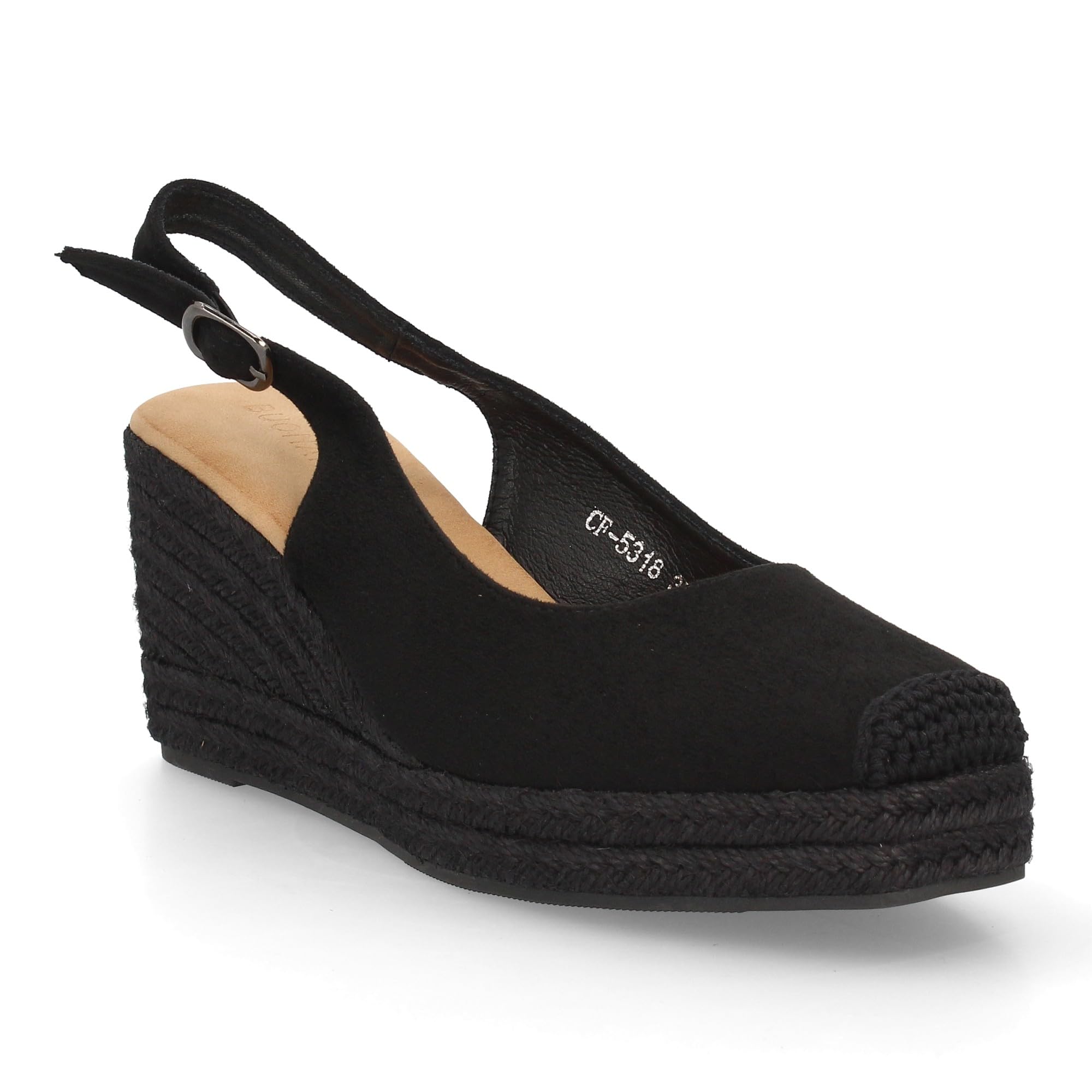 shoes&blues.es Alpargata de Mujer con Cuna y Plataforma, Monocolor, Parte Delantera Cerrada, Talon Abierto, Cuna de Yute Trenzado Ligera y Comoda para la Temporada Verano.