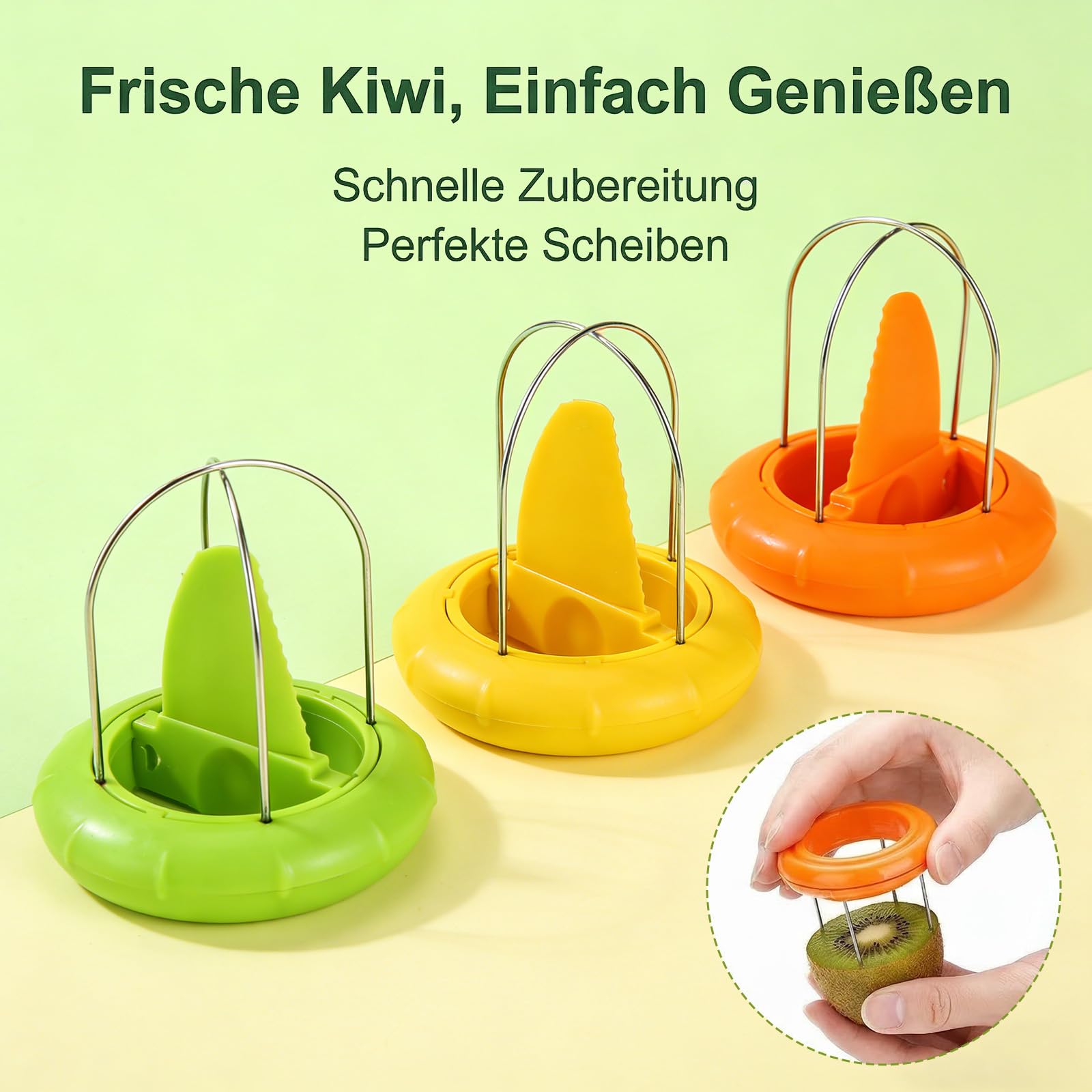 Lot de 3 éplucheurs de kiwi coupe-kiwi en plastique - Mini coupe-fruits - Ustensiles de cuisine