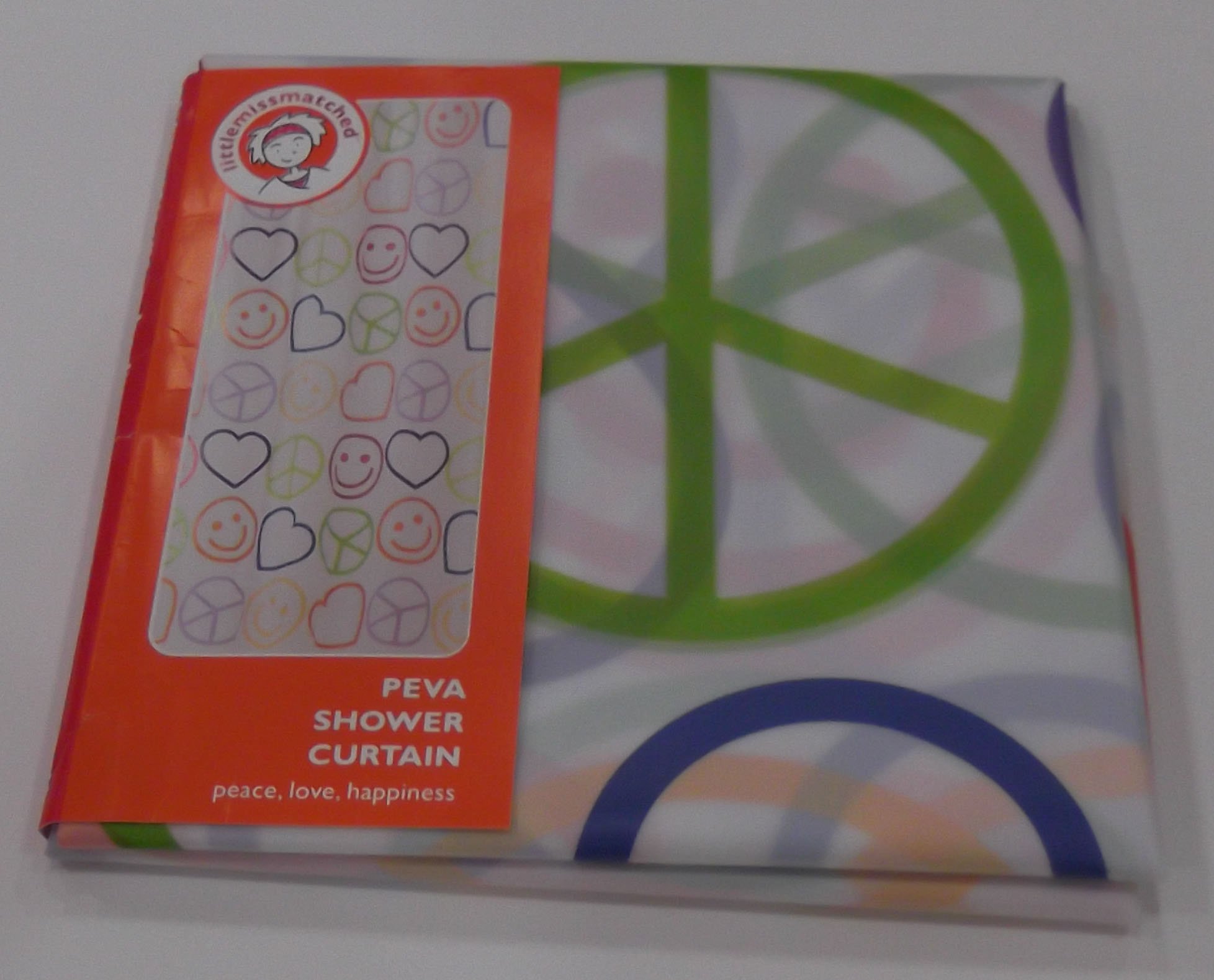 Little miss Peace, Love & Happiness Peva Shower Curain