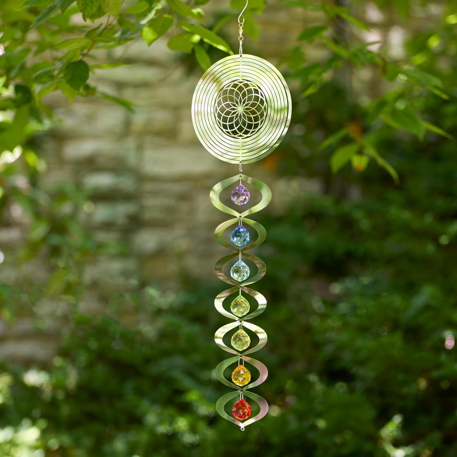 Red Carpet Studios Spiral Chakra Spinner, 23.5 inch, Mirrored Flower