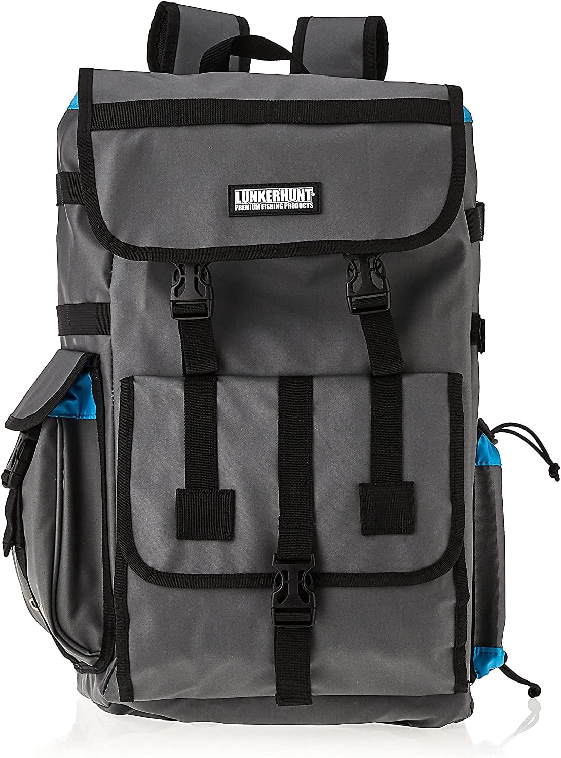 Lunkerhunt LTS Tackle Backpack Grey Zipperless Fishing Backpack