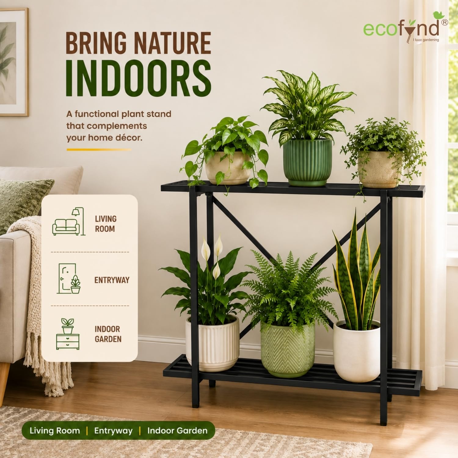 Adam Plant Stand - 2 Tier Iron Flower Pot Stand -6