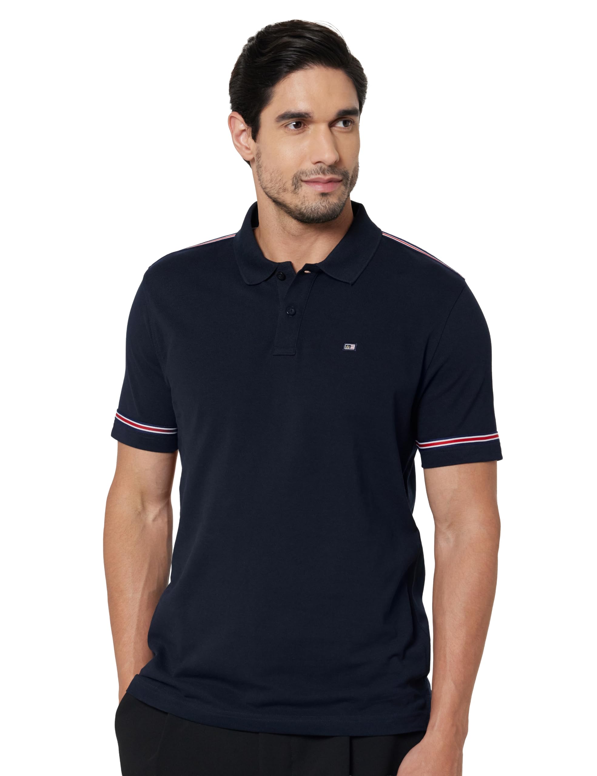 arrow sports Arrow Men's Solid Half Sleeve Regular Fit Cotton Polo T-Shirt Navy-picture-19