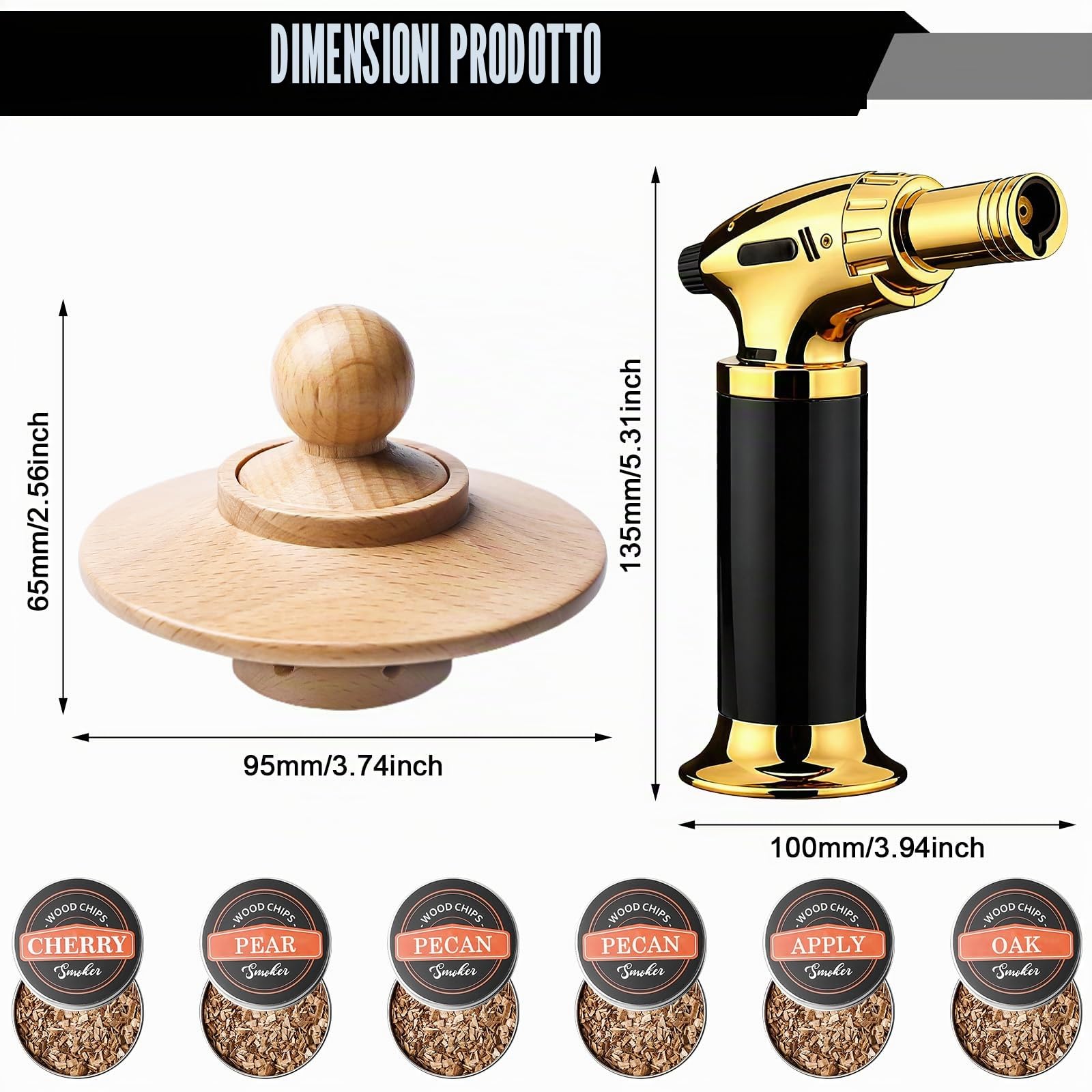 Set di affumicatori per cocktail e whisky, kit con lighter, 6 flavors Wood Chips and Cleaning Tools, Old Fashioned Whisky, accessori da cockTail, regalo per papà, marito e amanti del cocktail