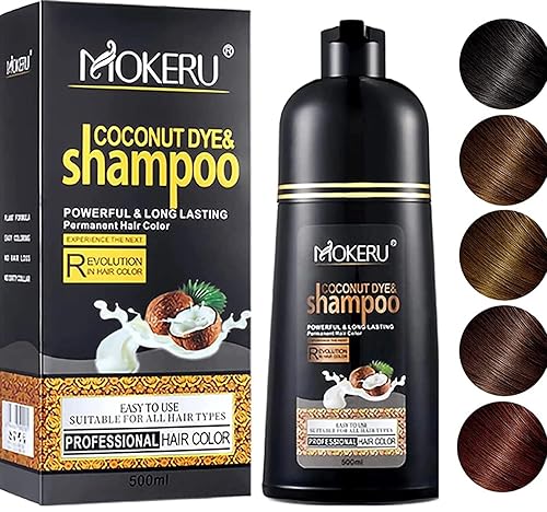 MOKERU - Champú profesional de coloración de aceite de coco y argán, 16.9fl oz champú de color de cabello de acción rápida instantánea de larga