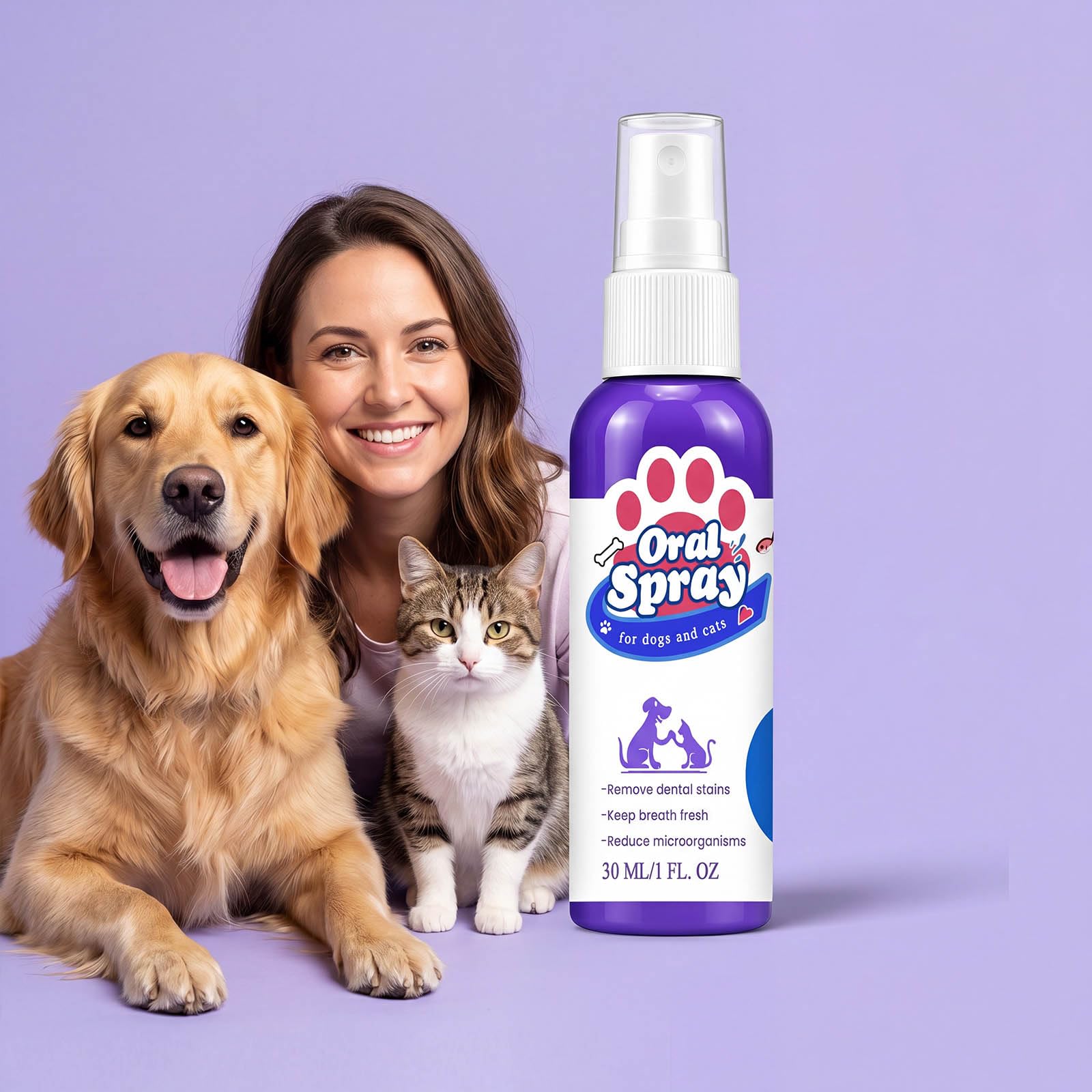Spray Dentaire Chien, élimine Tartre, Haleine，3PC | Spray Dentaire Pour Chien Avce Actifsnaturels Pour Tu Pulvérises Et Essuyer Haleine Fraîche San Brossage Et Plaque Dentaire