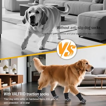 VALFRID Non-Slip Dog Socks with Double Sides Grips, and Durable Dogs Grip Socks,Hardwood Floors Anti-Slip,Dog Booties for Small Medium Large Dogs S