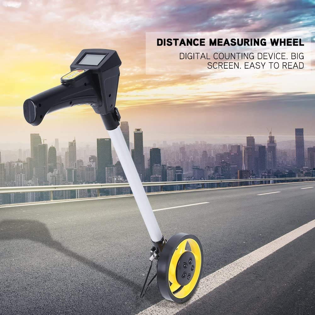 Odómetro de Rueda para medición de Distancia para distancias de 0 a 9,999 metros, mango plegable, rueda de carrera gruesa y antideslizante, 50 cm, para topografía