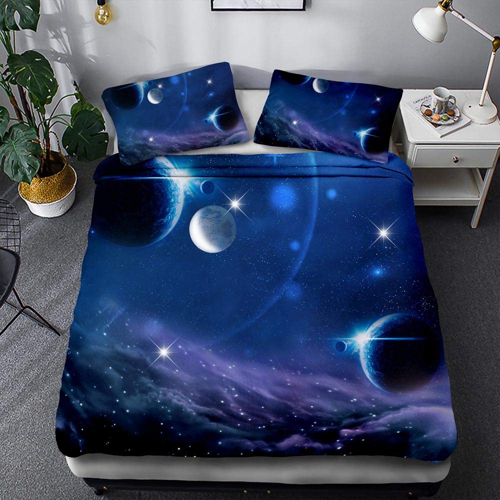 Copripiumino/Trapunta Set Di Biancheria Da Letto Con Stampa Universo Della Costellazione Nera Con Federe Per Ragazzi Federe Per Bambini Personalizzate (Singolo(135x200cm