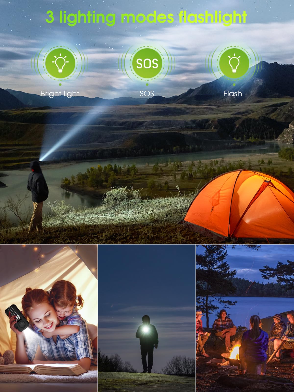52800mAh Power Bank Solare 30WPD con Cavi Integrati Ricarica Rapida | Batteria Esterna Powerbank 7 Uscite Torcia LED Display Digitale, Ideale per Campeggio e Attività Outdoor