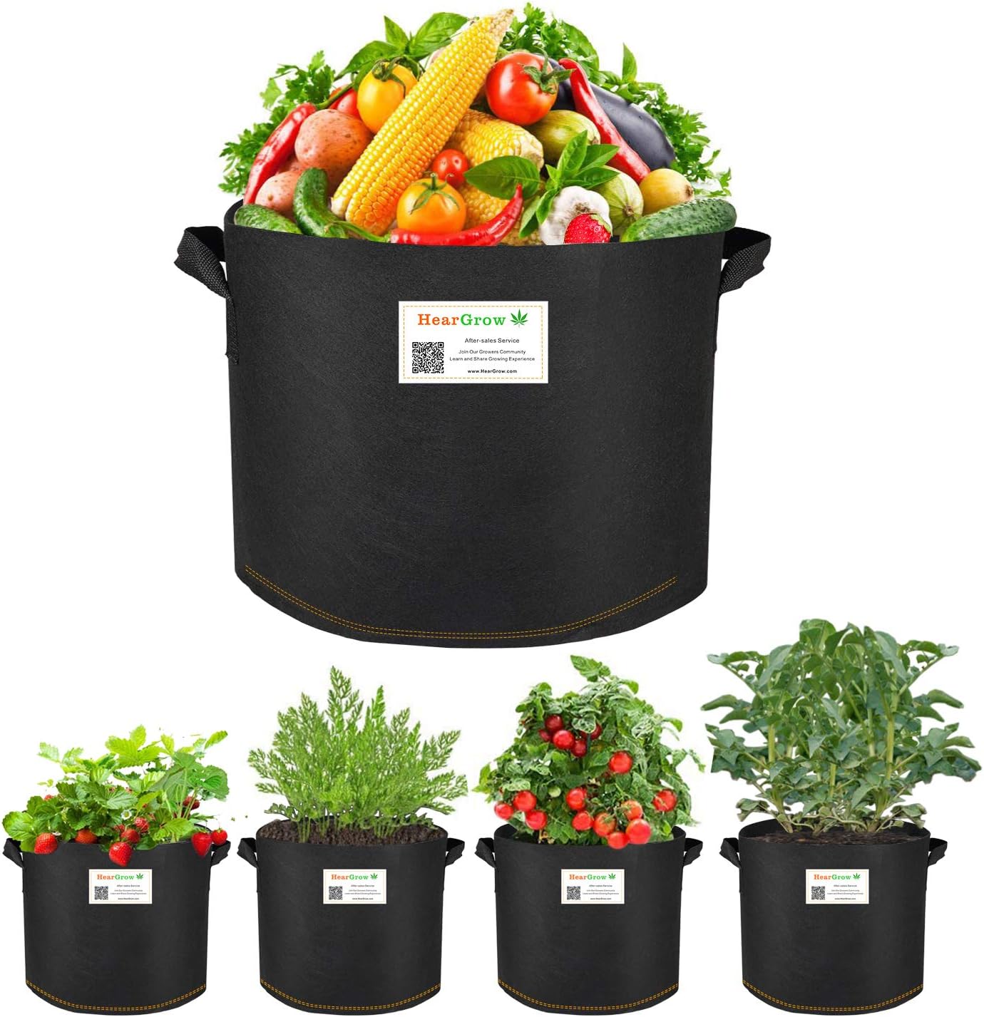 TERRADISE Grow Bags, 5 Gallon Fabric Plant Pots for Indoor