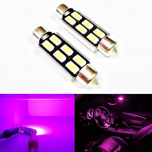 SOCAL-LED 2 bombillas LED 3022 1.220 in Festoon Canbus 6W alta potencia brillante SMD 5730 luz interior domo, luz mapa, rosa