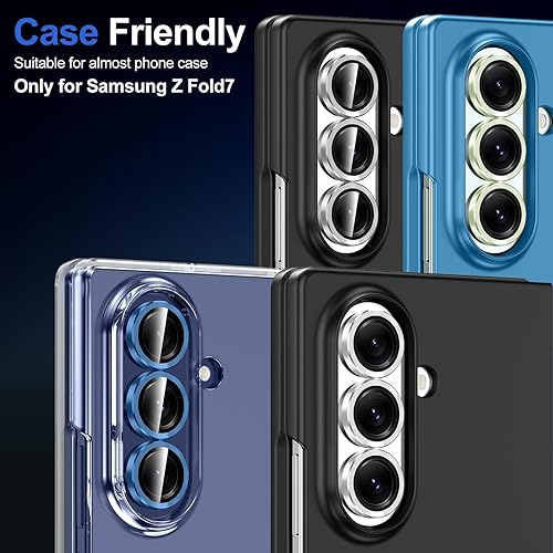 Vista 355 de para Samsung Galaxy Z Flip 7 Protector de Lente de Cámara, Cubierta de Lente de Vidrio Templado con Anillo de Metal Individual, [Fuerte Adhesión] 1