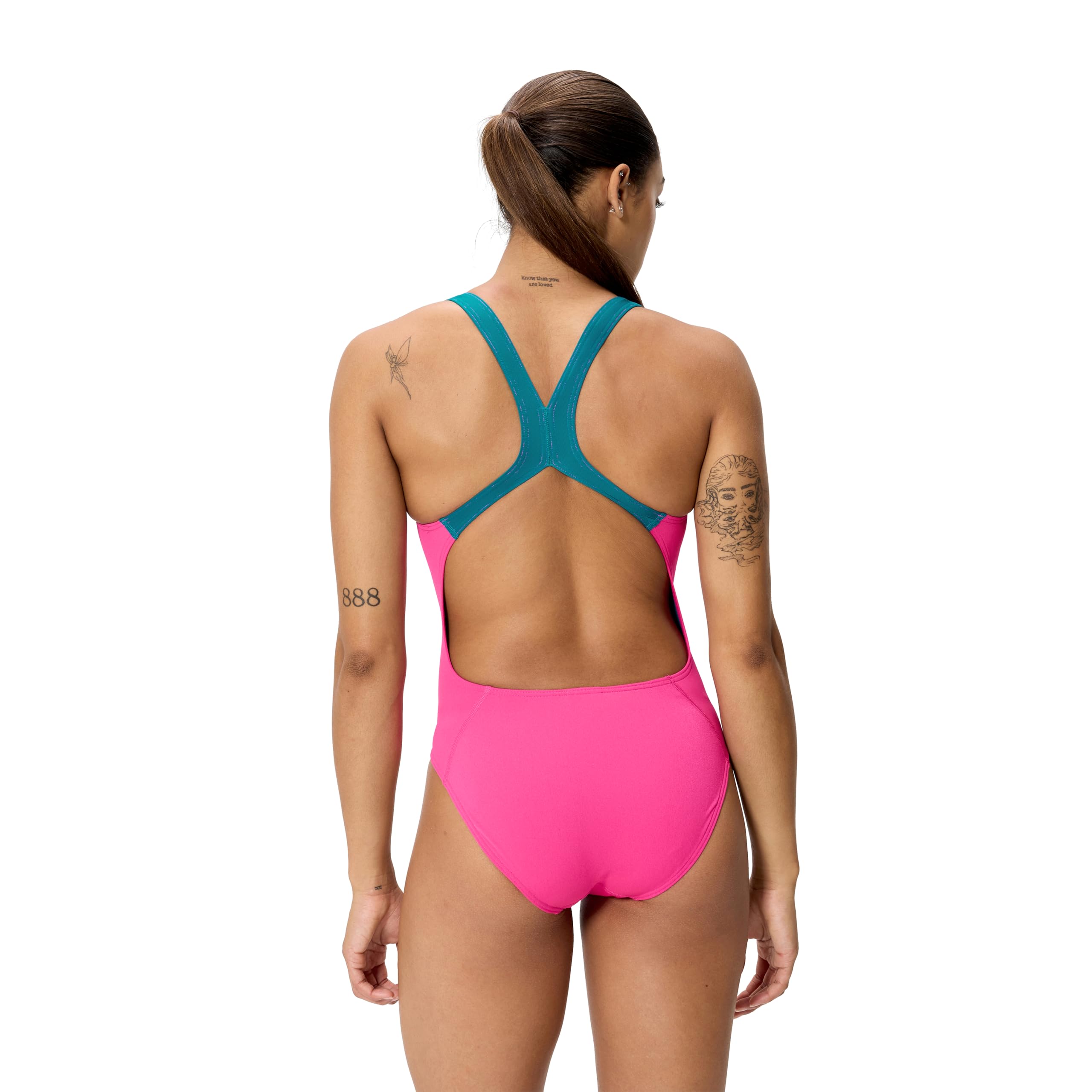 Speedo Damski solidny strój kąpielowy Powerback kostium kąpielowy Punchy Pink