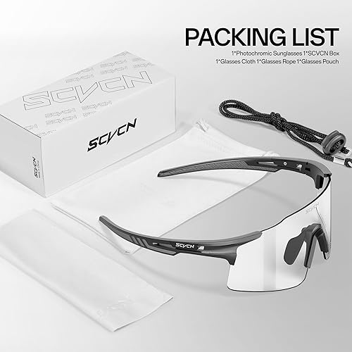Miniatura 6 de SCVCN Fotocromático Ciclismo Gafas Deportivas Gafas de sol Hombres Mujeres Claro Bicicleta MTB UV400 Protección TR90 Frame Bike