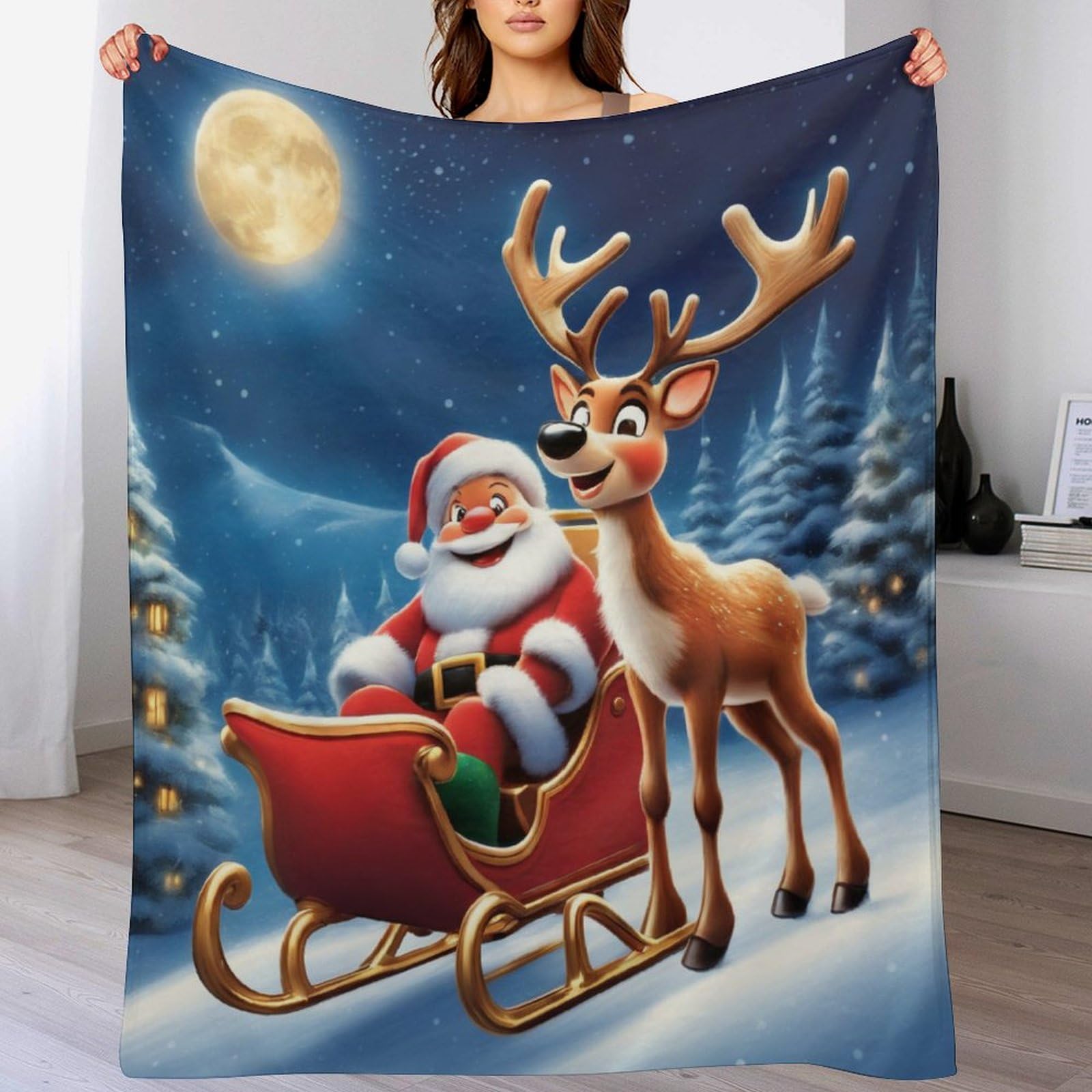 Couverture flanelle respirante Père Noël plaid haut de gamme 130x180