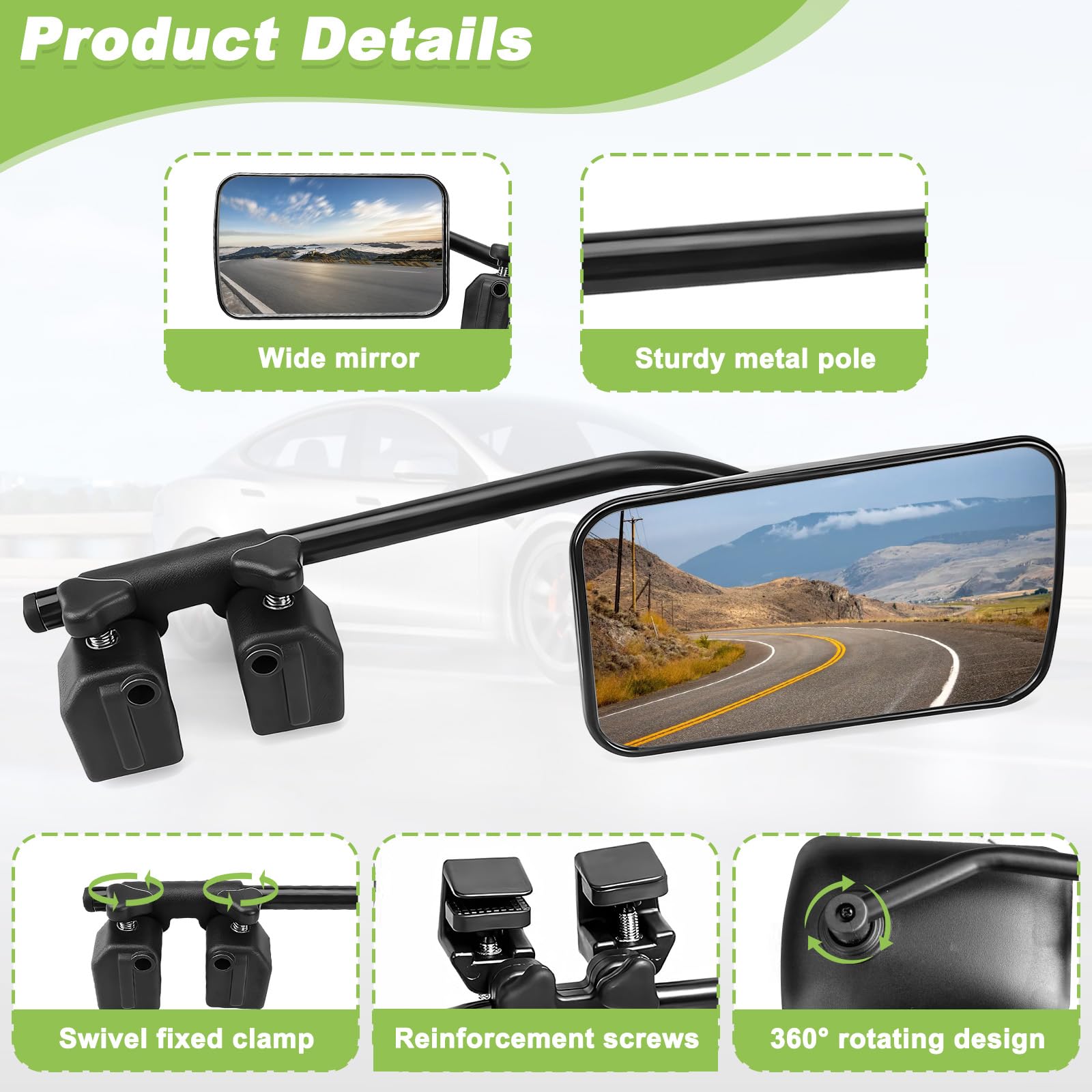 2 Piezas Espejos Retrovisores Caravana, Espejo Exteriores Remolque Ajustable Universal, Espejo Extensión Coche, Espejos Camión para Retrovisor, Caravanas, RV, Vehículos, Autocaravanas, Tractor