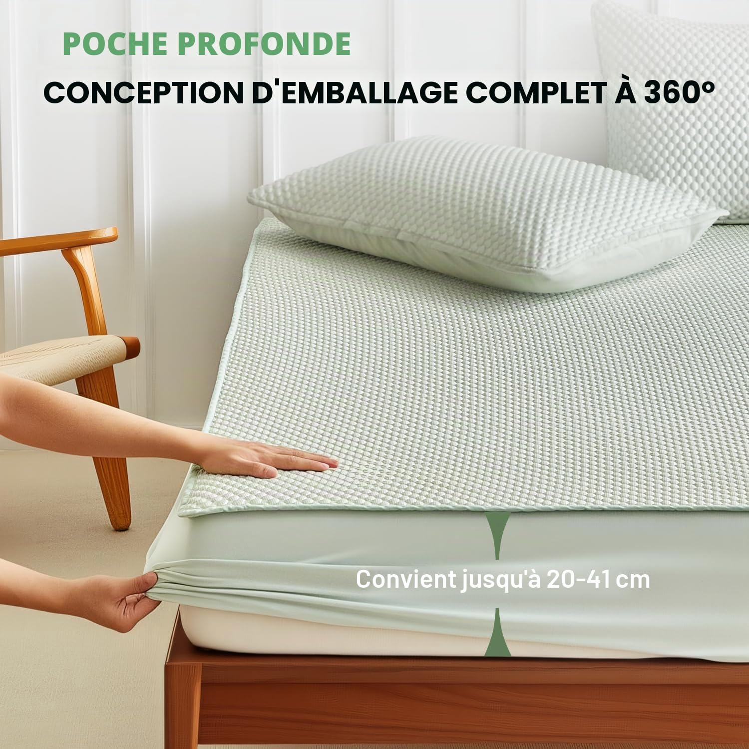 Surmatelas rafraîchissant - Imperméable - 140 x 200 cm - Surmatelas rafraîchissant 3D - Avec protection en TPU - Hauteur de 30 cm - Respirant - Été et hiver