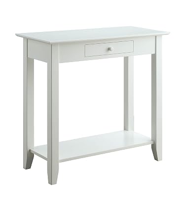 Convenience Concepts American Heritage 1 Drawer Hall Table with Shelf, White