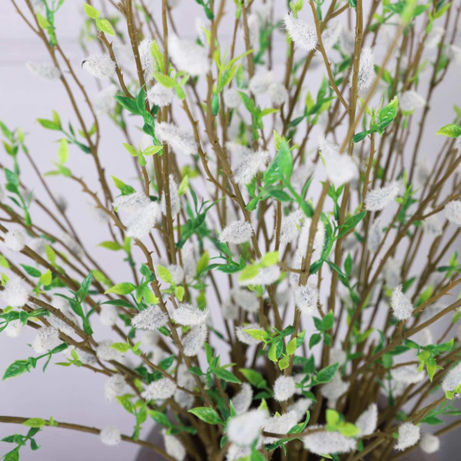 ACOOH 6Pcs Artificial Pussy Willow Branches for Vases,33In Dried Faux Pussywillows Long Stem Artificial Flowers for Tall Vase Fake Ficus Twig for Home Hotel Office Bedroom Decor (White)