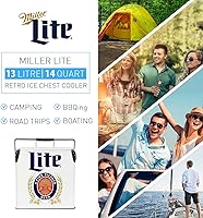 Vista 9 de Miller Light - Hielera retro - Cubo de hielo portátil con abridor de botellas, estilo vintage, aislado para acampar, playa, pícnic, RV, parrilladas