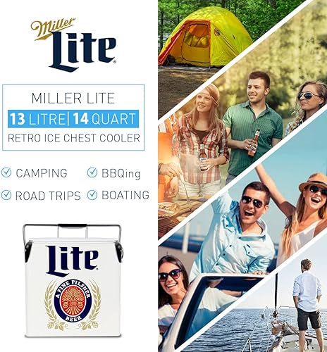 Miniatura 9 de Miller Light - Hielera retro - Cubo de hielo portátil con abridor de botellas, estilo vintage, aislado para acampar, playa, pícnic, RV, parrilladas,