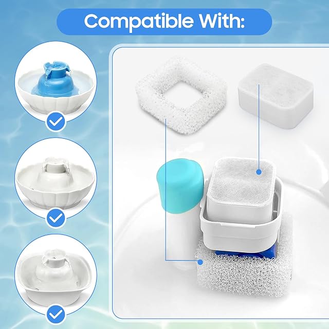 Foto 5 de 7 de Fydun 1Pcs Filtros de Fuente de Agua Filtros de Espuma + 4Pcs Reemplazo de Filtro de carbón Activado…