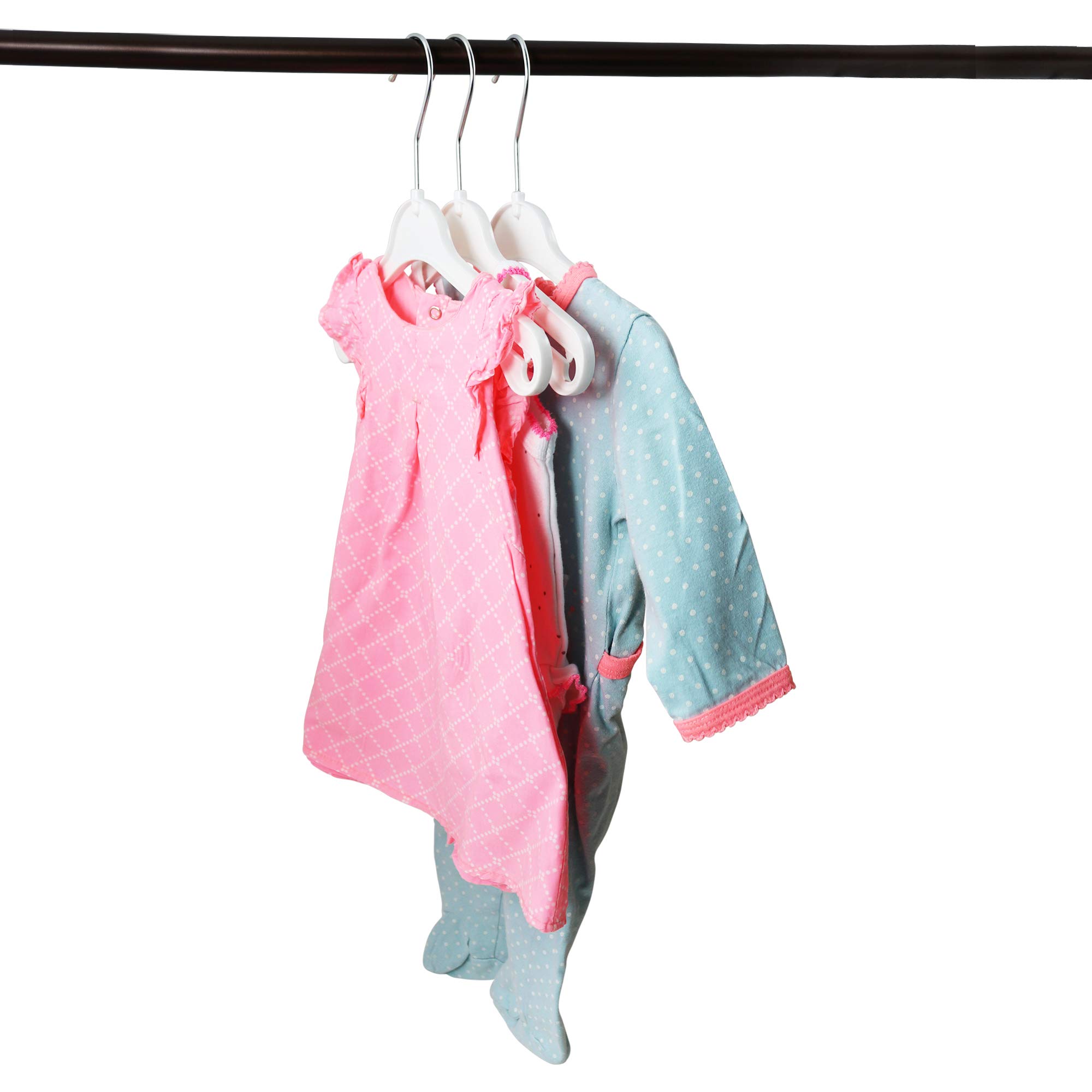 Kinder-Kleiderbügel aus Kunststoff in weiß, 100 Stück Babybügel, 26cm