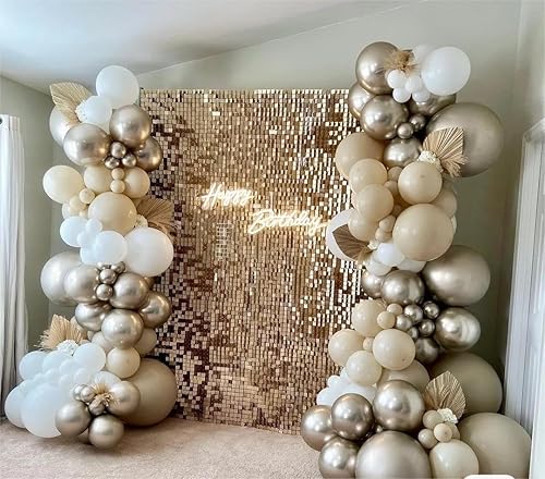 Miniatura 3 de 100 globos cromados metálicos champán de 10 pulgadas para cumpleaños, boda, baby shower, decoración de fiesta de Navidad (globos de champán)