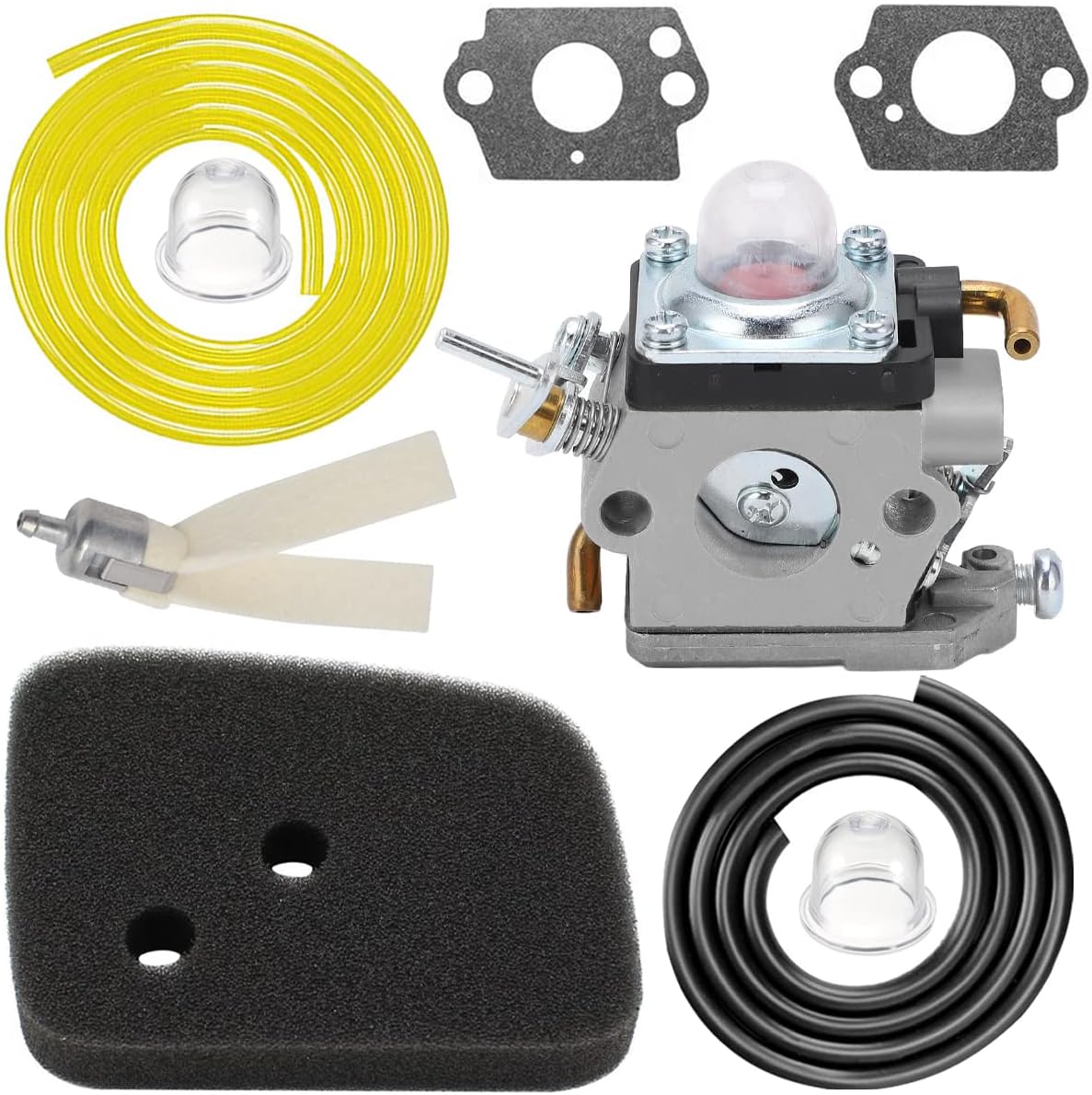 Carburetor Kit for Husqvarna 122HD45 122HD60 522HD60S 522HDR60S for Jonsered HT2223T HT2218 Hedge Trimmer Replaces # 523012401 596658301, with Air Filter Fuel Filter Fuel Line