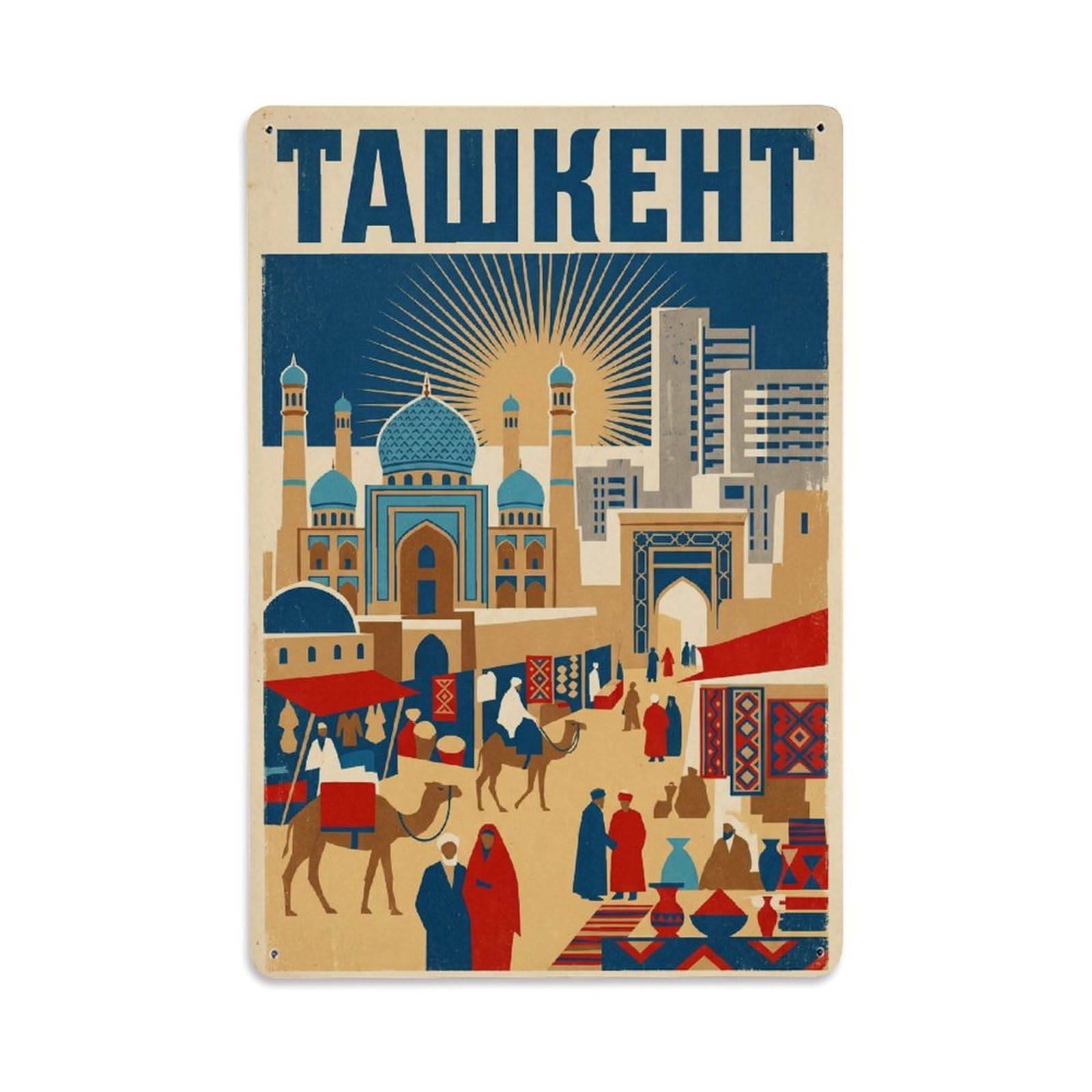 Gead 8X12inch Style Uzbekistan Tashkent Travel Retro Metal Tin Sign